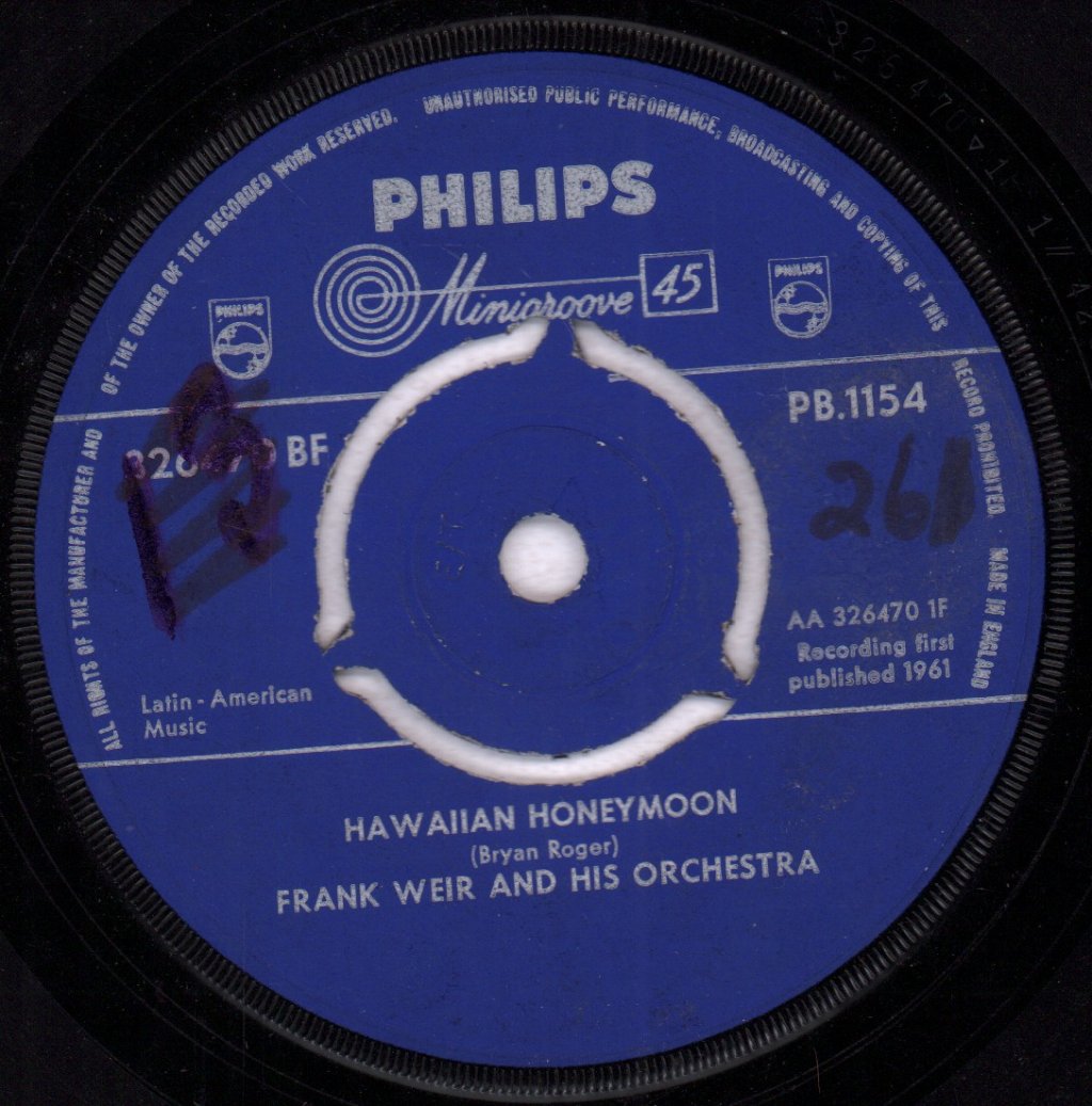 Frank Weir And His Orchestra - Hawaiian Honeymoon - 7 Inch