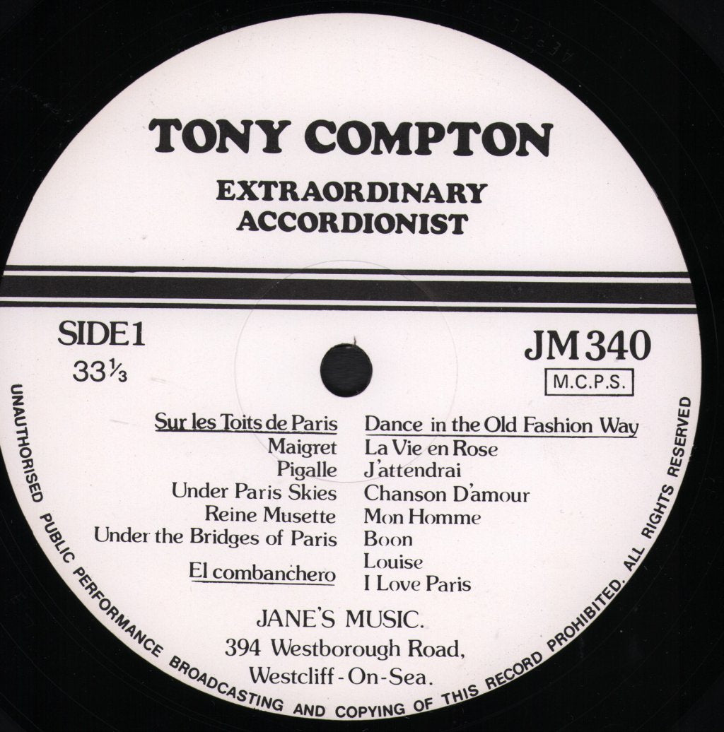 Tony Compton - Extrordinary Accordionist - Lp