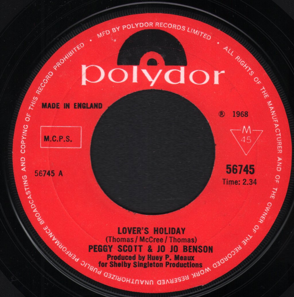 Peggy Scott & Jo Jo Benson - Lover's Holiday - 7 Inch