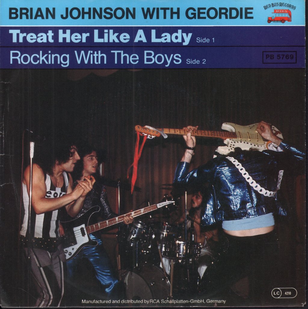 brian johnson with geordie - Treat Her Like A Lady - 7 Inch