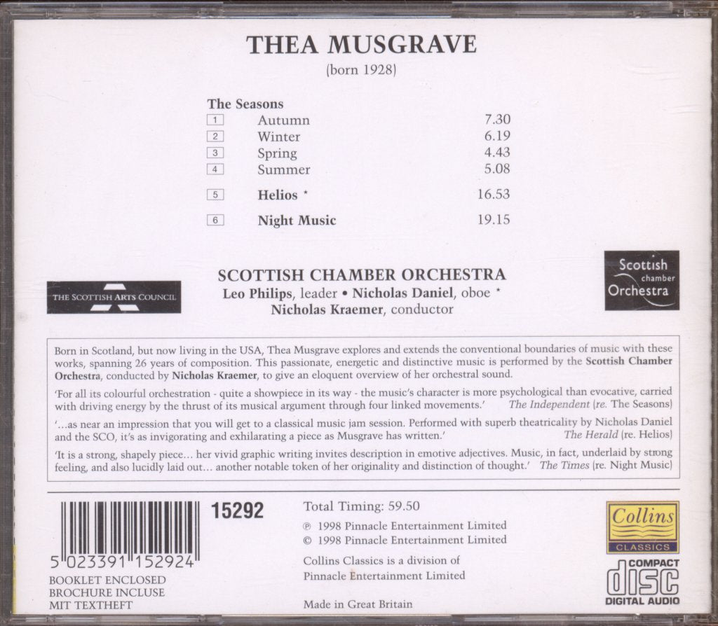 Nicholas Daniel, Scottish Chamber Orchestra, Nicholas Kraemer - Thea Musgraves - Seasons - Helios - Night Music - Cd