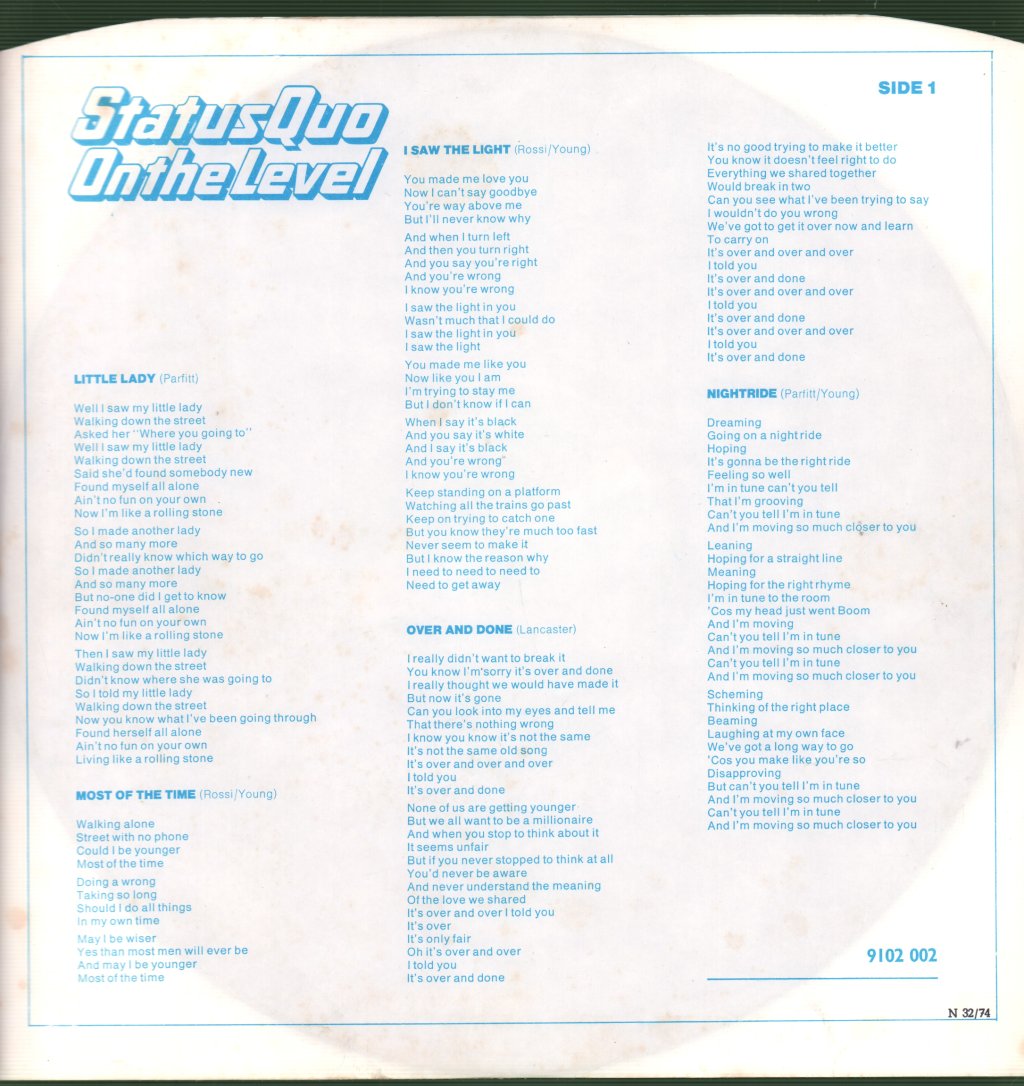 Status Quo - On The Level - Lp