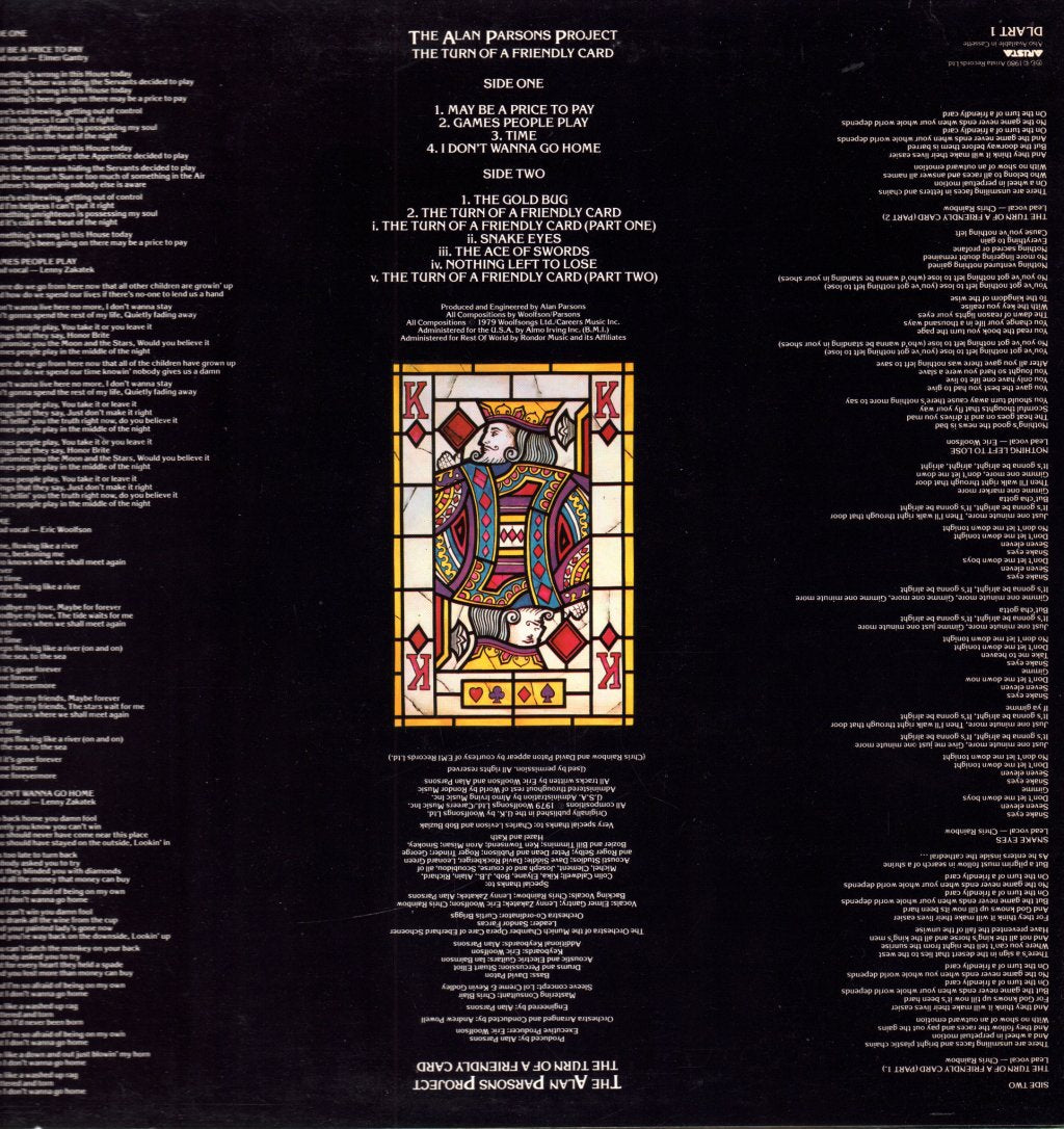Alan Parsons Project - Turn Of A Friendly Card - Lp