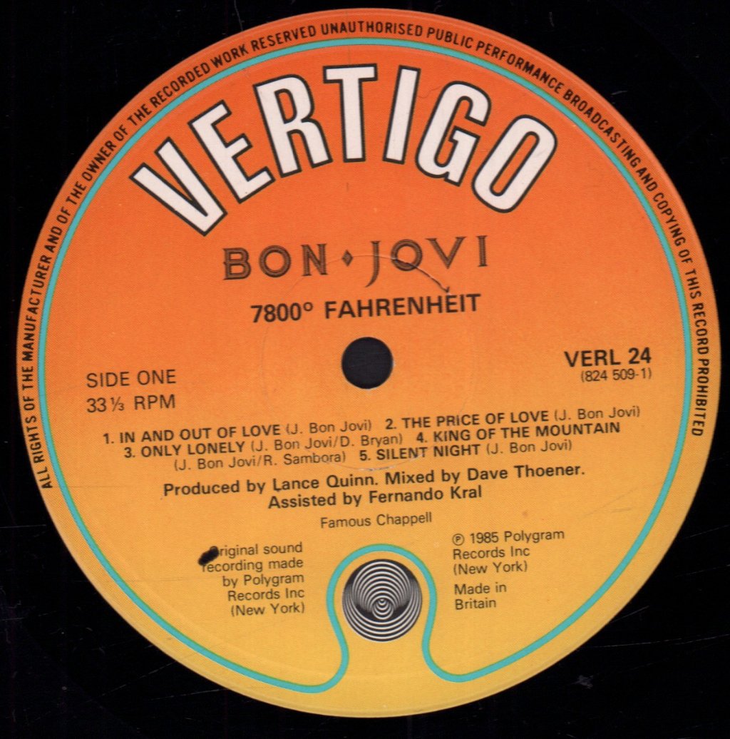 Bon Jovi - 7800 Degrees Fahrenheit - Lp