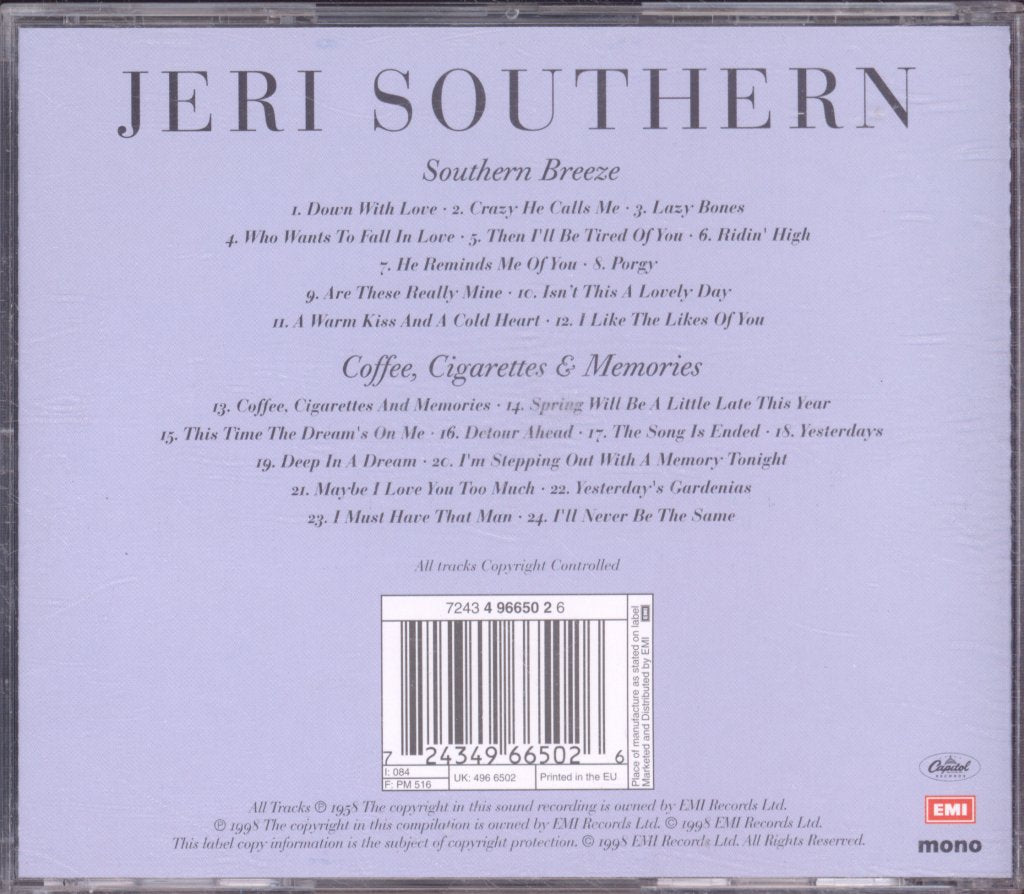 Jeri Southern - Southern Breeze / Coffee, Cigarettes & Memories - Cd