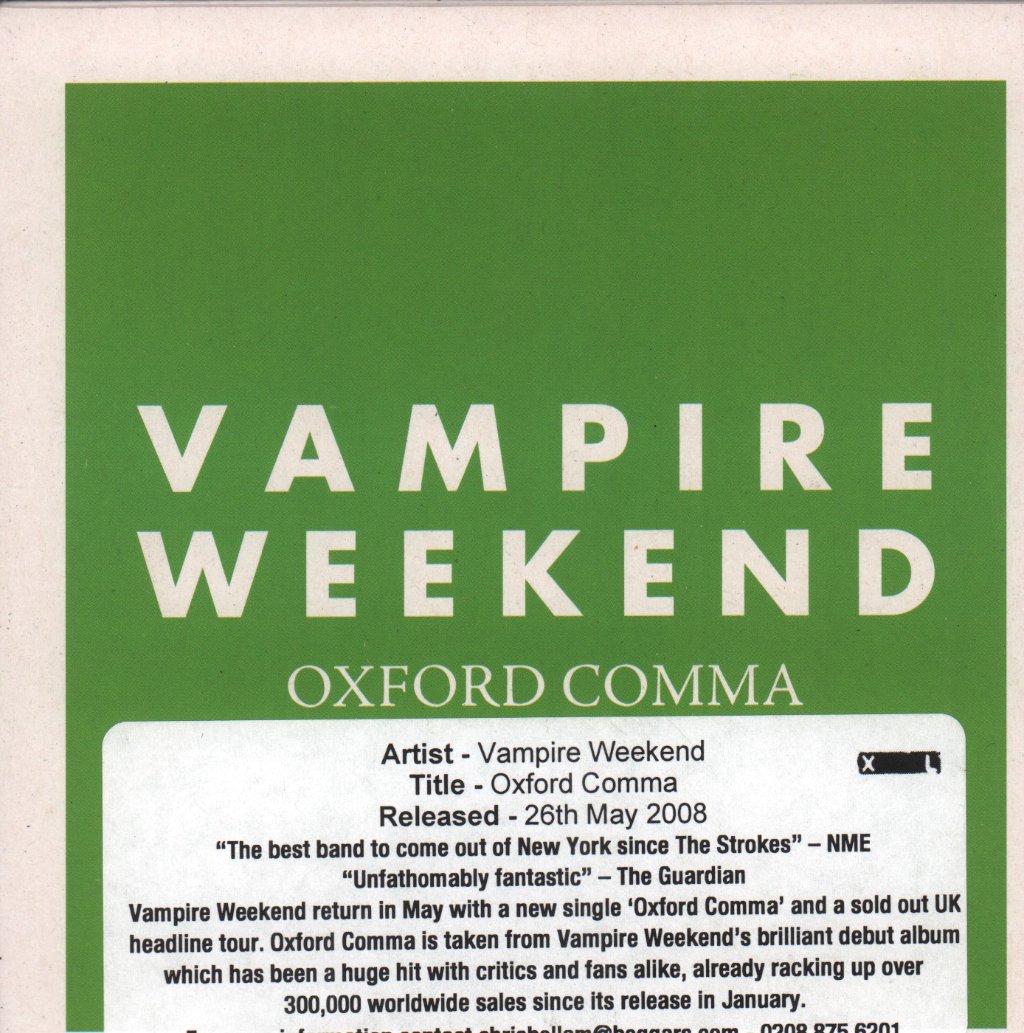 Vampire Weekend - Oxford Comma - Cdr