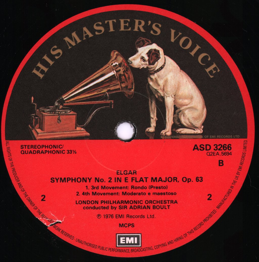 Sir Adrian Boult / London Philharmonic Orchestra - Elgar Symphony No.2 - Lp