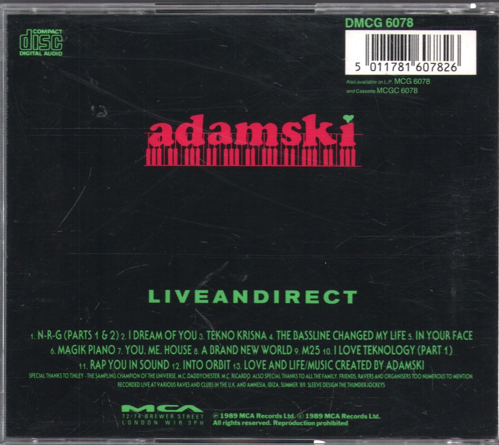 Adamski - Live And Direct - Cd