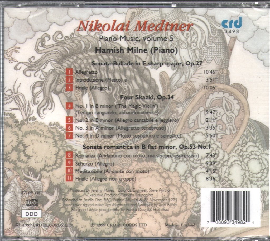 Nikolai Medtner - Sonata-Ballade, Op.27 / Four Skazki, Op.34 / Sonata Romantica, Op.53 - Cd