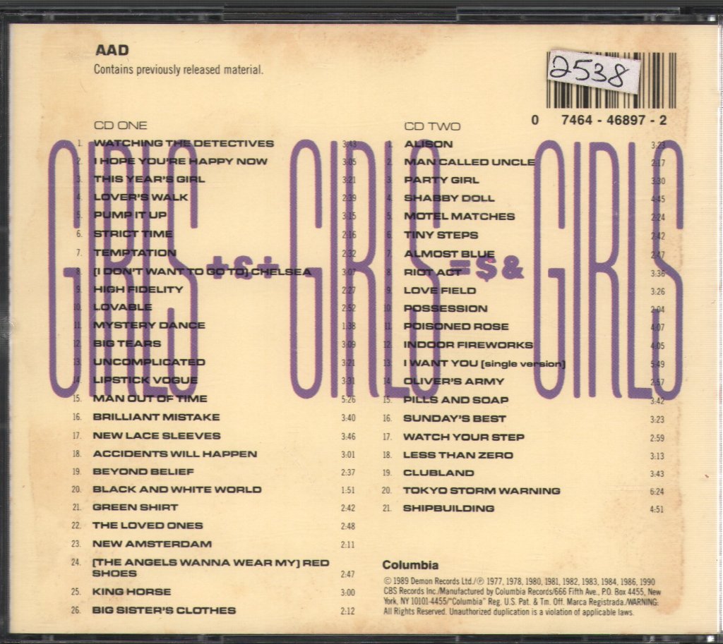 Elvis Costello - Girls +£÷ Girls =$& Girls (The Songs Of Elvis Costello / The Sounds Of Elvis Costello & The Attractions) - Cd Set
