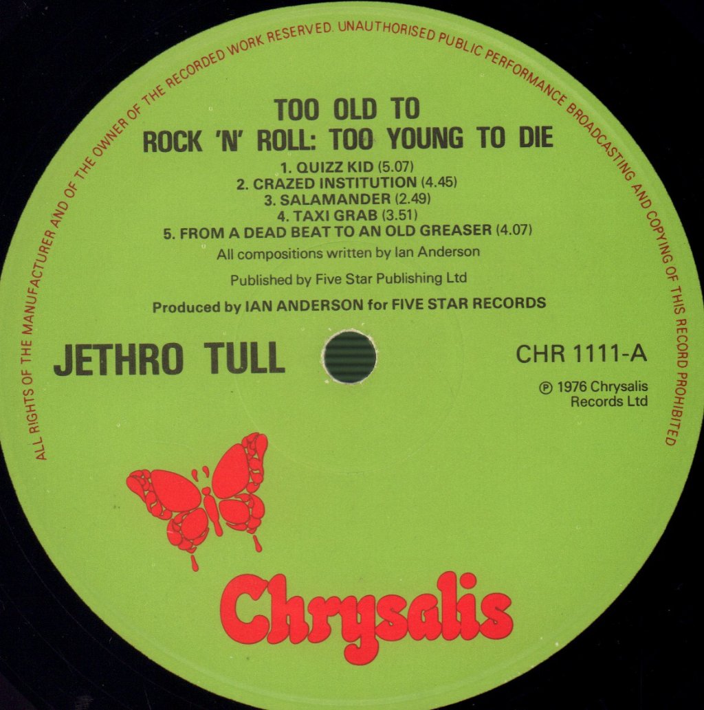 Jethro Tull - Too Old To Rock 'N' Roll Too Young To Die - Lp