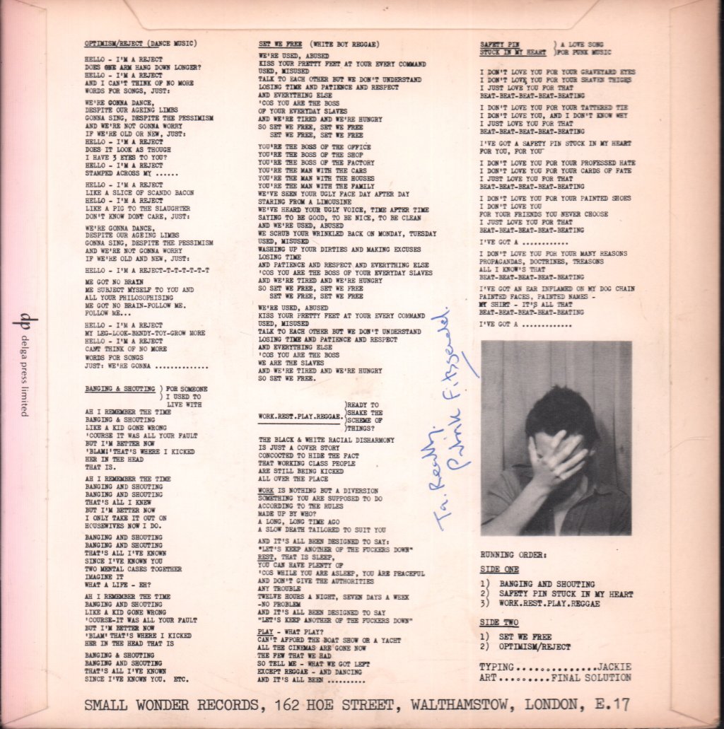 Patrik Fitzgerald - Safety Pin Stuck In My Heart - 7 Inch