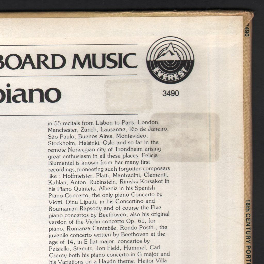 Felicja Blumental - 18th Century Portugese Keyboard Music - Lp