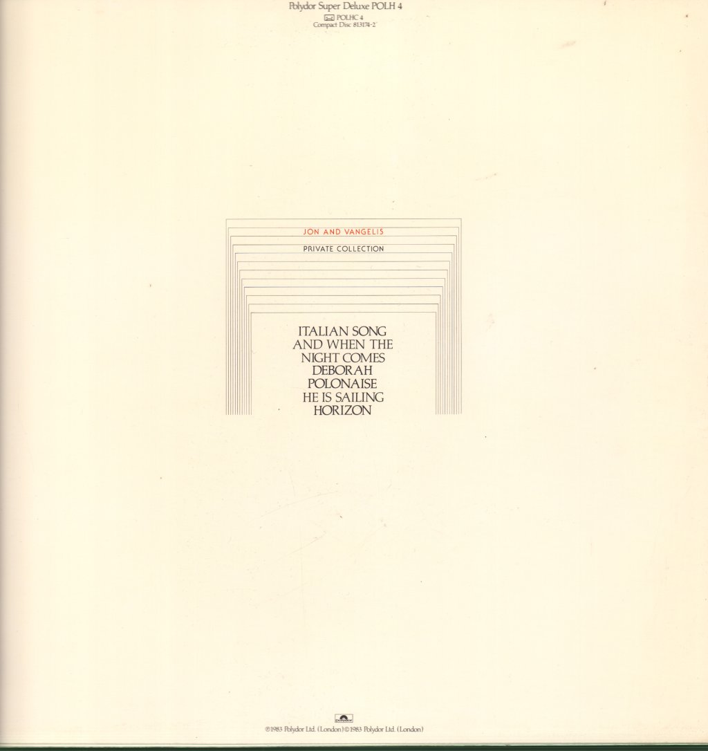 Jon And Vangelis - Private Collection - Lp