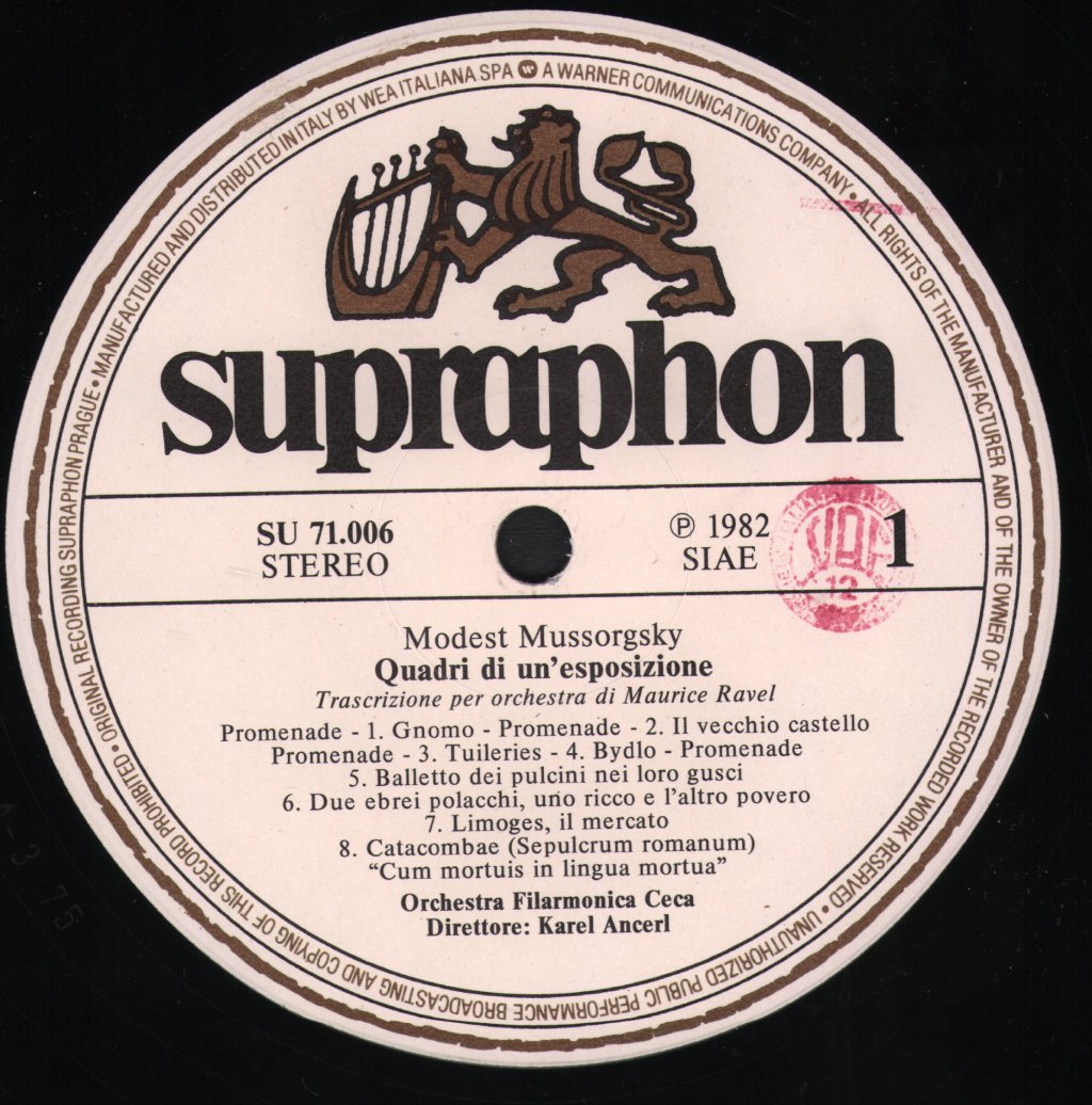 Karel Ancerl / Czech Philharmonic Orchestra - Mussorgsky - Quadri di un'esposizione Supraphon 16 - Lp