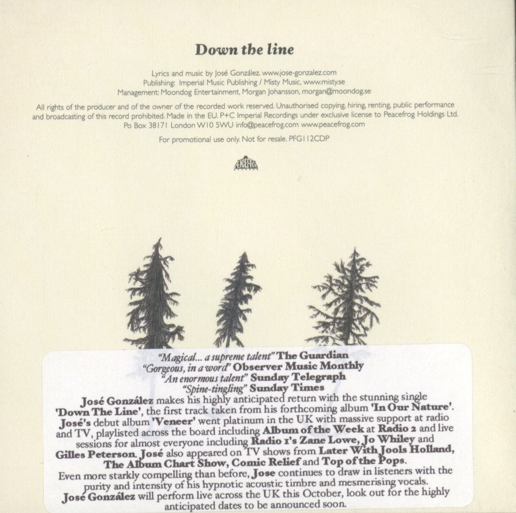 Jose Gonzalez - Down The Line - Cd