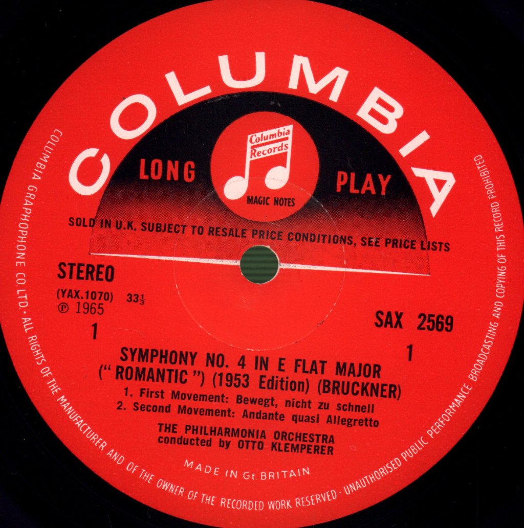 Otto Klemperer / Philharmonia Orchestra - Bruckner - Symphony No. 4 - Lp