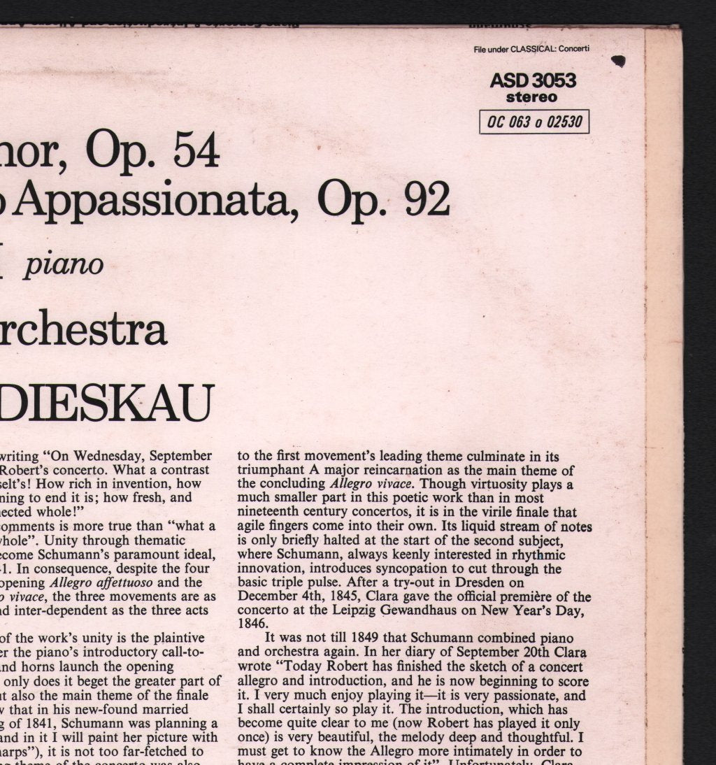 Daniel Barenboim / Dietrich Fischer-Dieskau / London Philharmonic Orchestra - Schumann - Piano Concerto - Lp