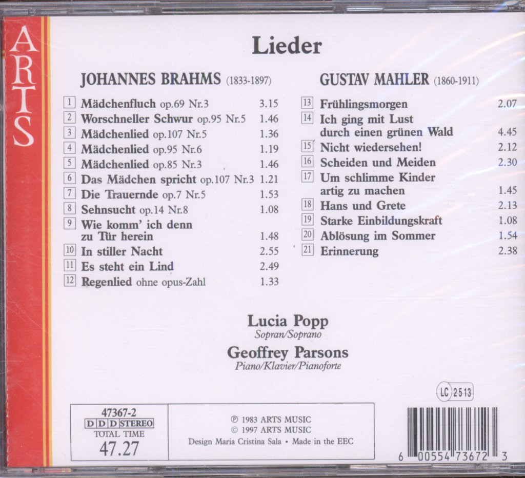 Geoffrey Parsons, Lucia Popp - Lieder - Cd