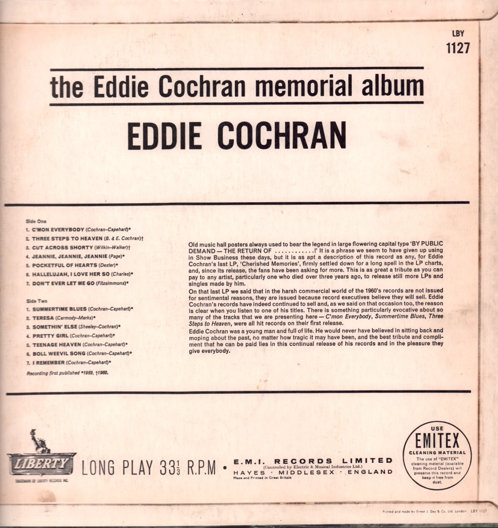 Eddie Cochran - Eddie Cochran Memorial Album - Lp