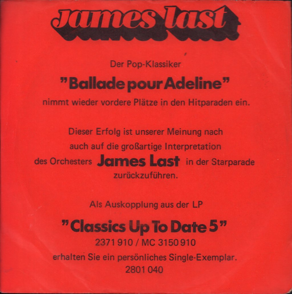 James Last - Ballade Pour Adeline - 7 Inch