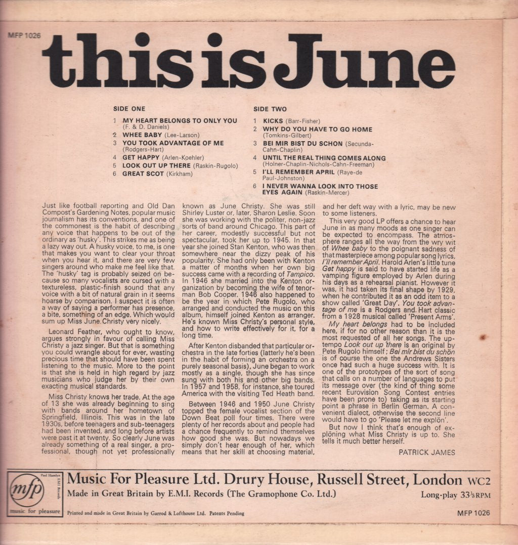 June Christy - This Is June - Lp
