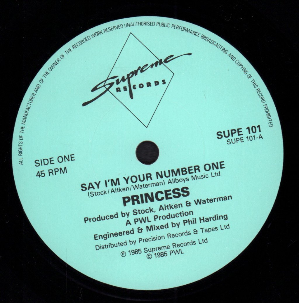Princess - Say I'm Your Number One - 7 Inch – Vinyl Tap