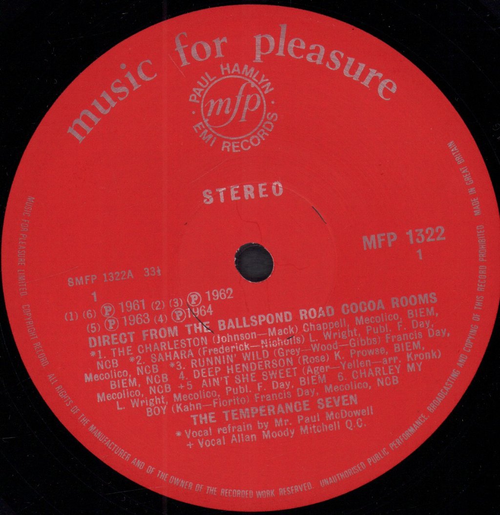 Temperance Seven - Direct From The Ballspond Road Cocoa Rooms - Lp
