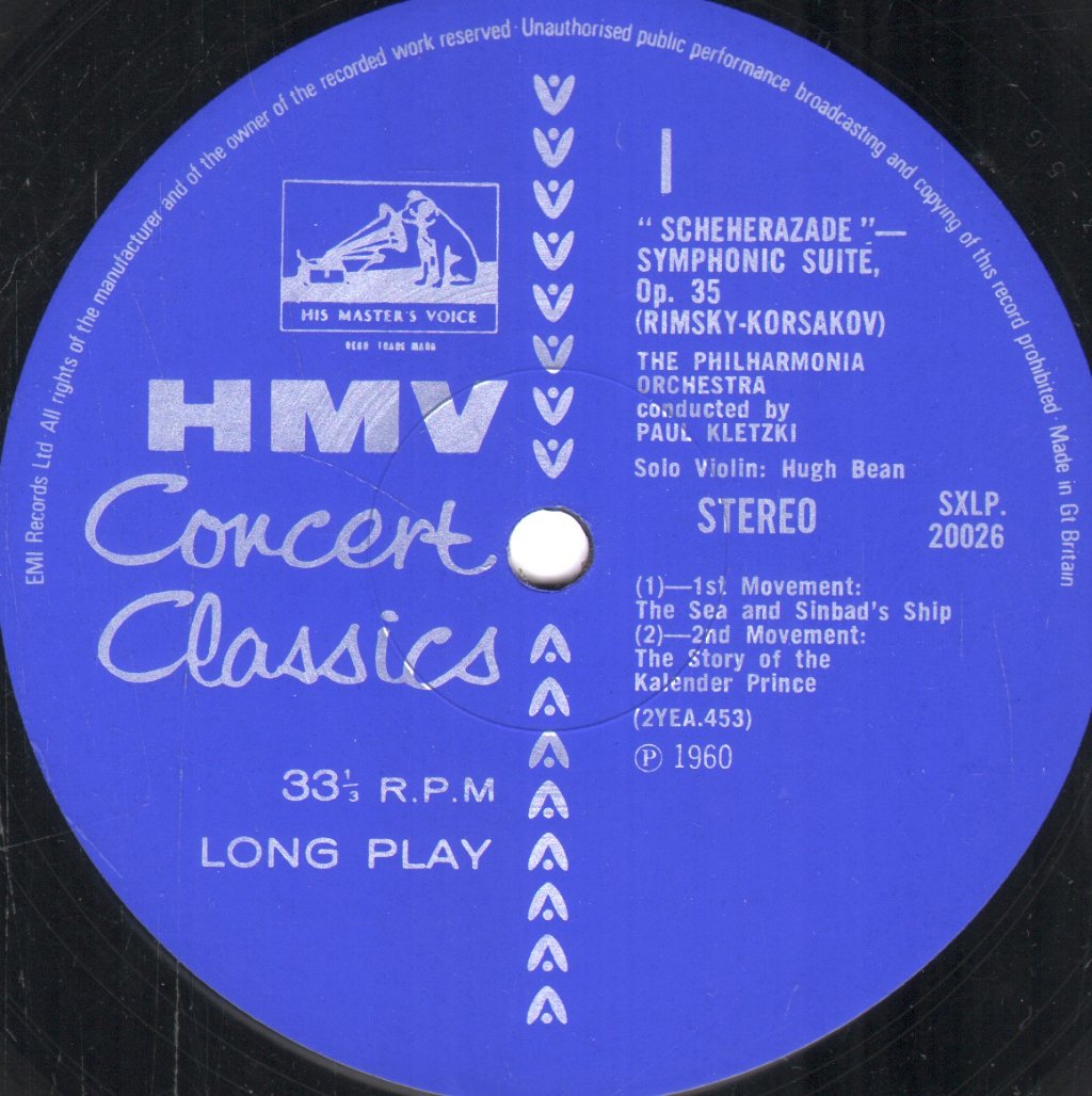 Paul Kletzki / Philharmonia Orchestra / Hugh Bean - Rimsky-Korsakov - Scheherazade - Lp