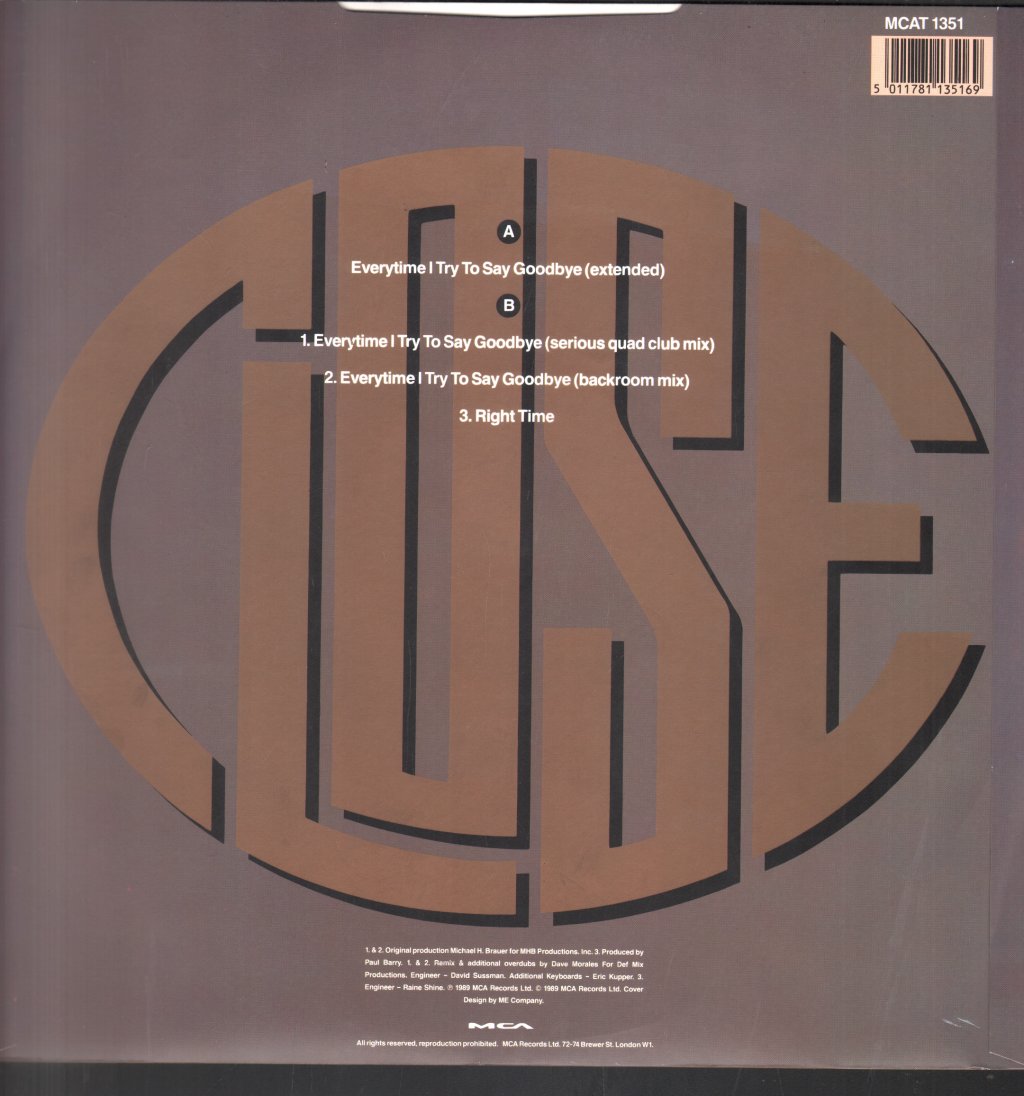 Close Featuring Paul Barry - Everytime I Try To Say Goodbye - 12 Inch