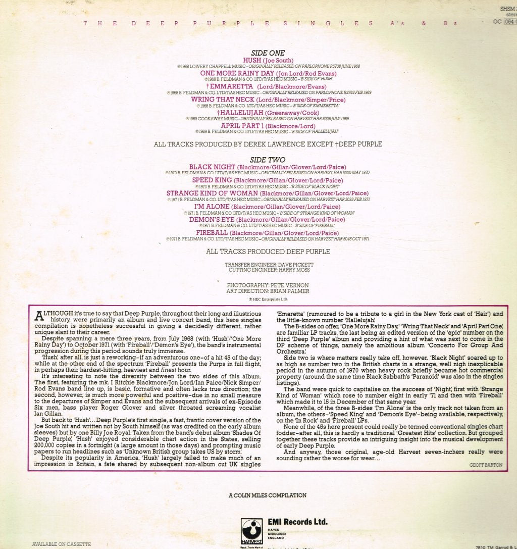 Deep Purple - Singles A's And B's - Lp