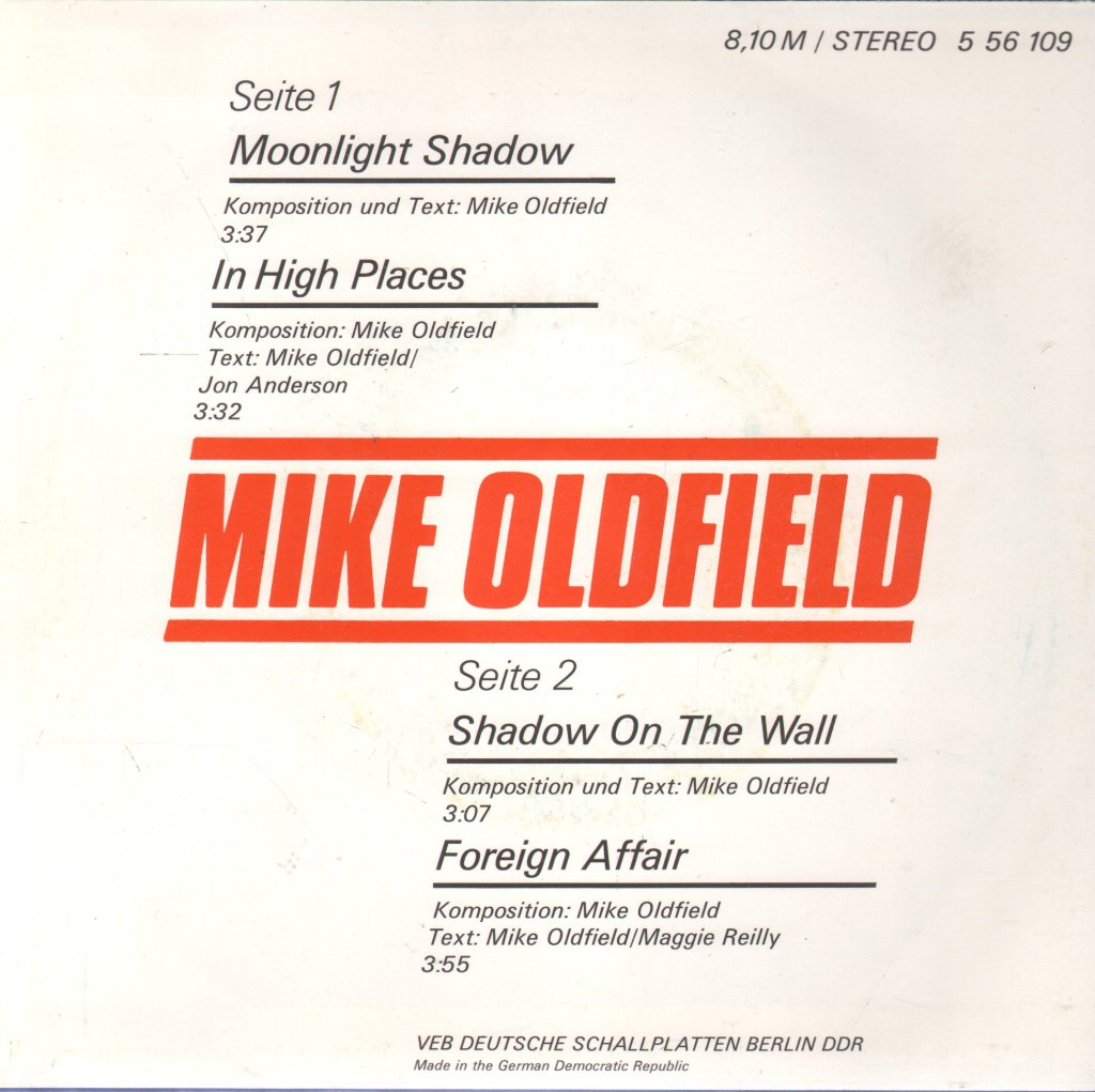 Mike Oldfield - Moonlight Shadow - 7 Inch