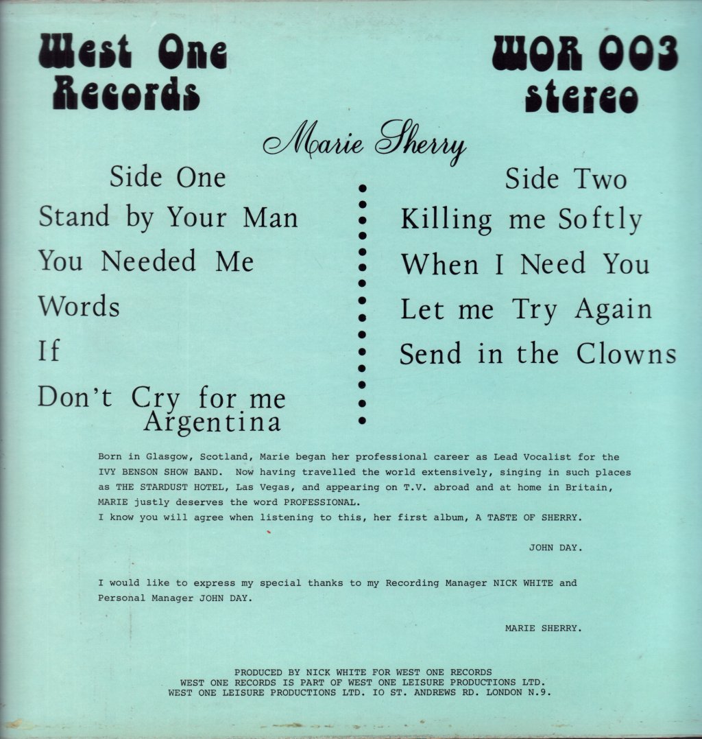 Marie Sherry - A Taste Of Sherry - Lp