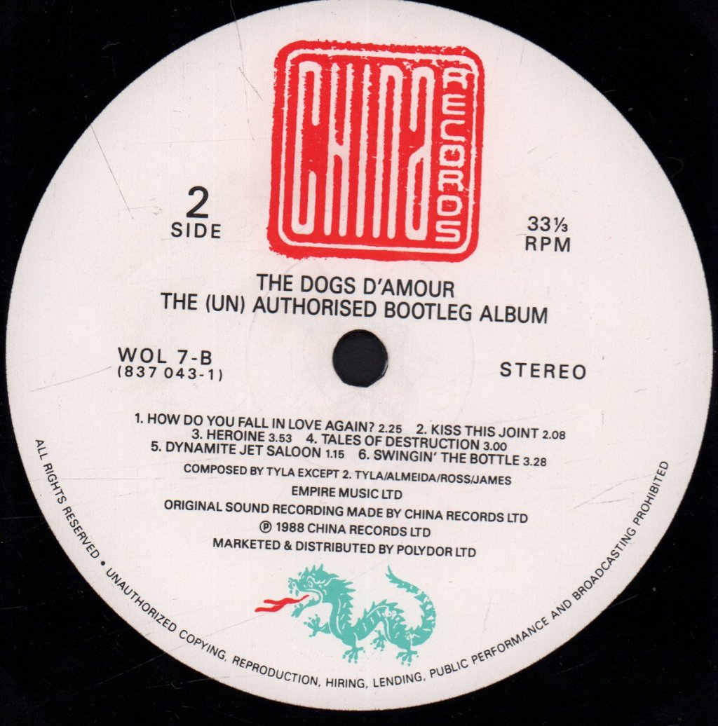 Dogs D'amour - Unauthorised Bootleg - Lp