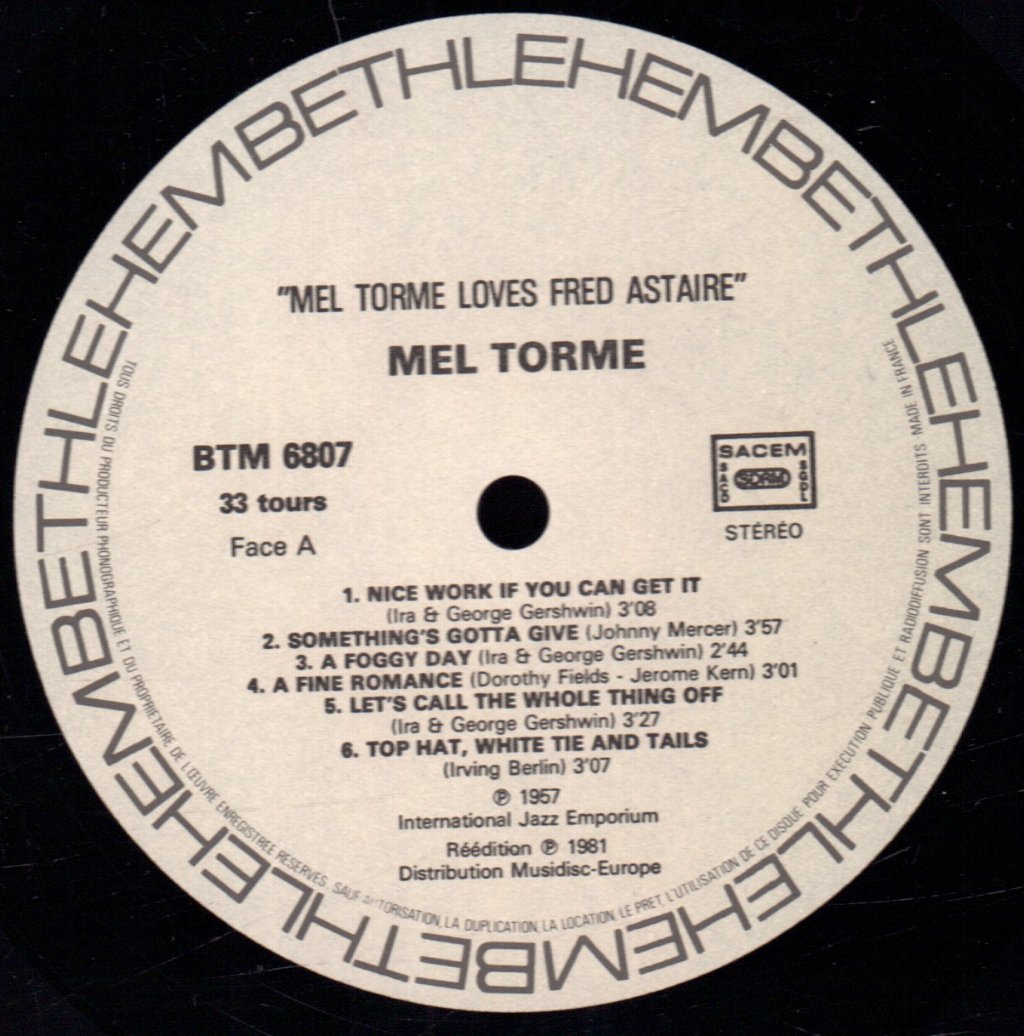 Mel Torme - Loves Fred Astaire - Lp