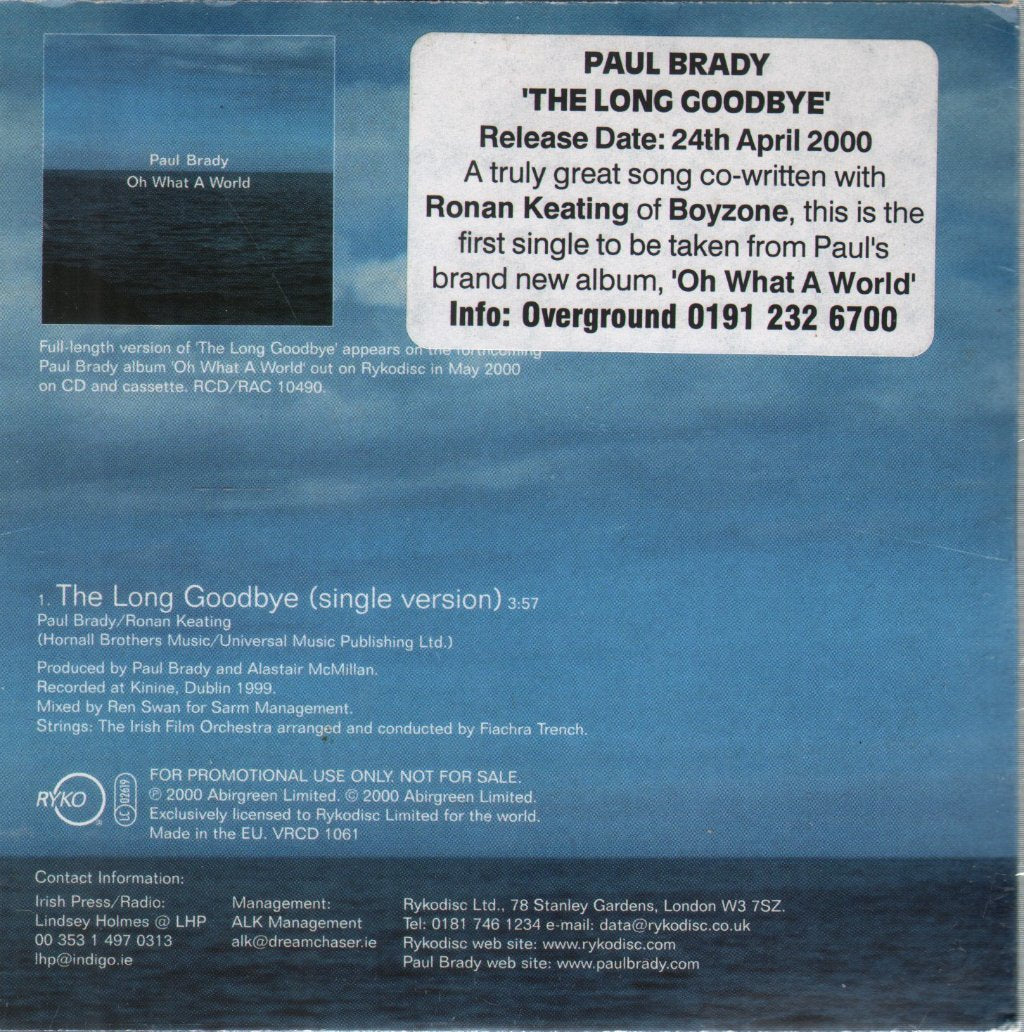 Paul Brady - Long Goodbye - Cd