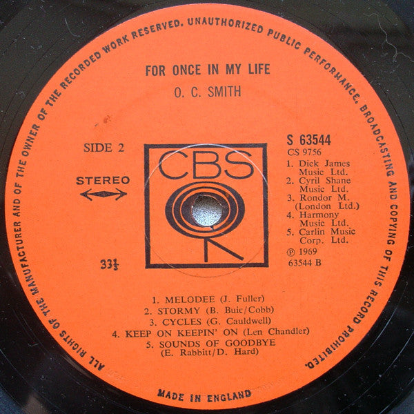 O.c.smith - For Once In My Life - Lp