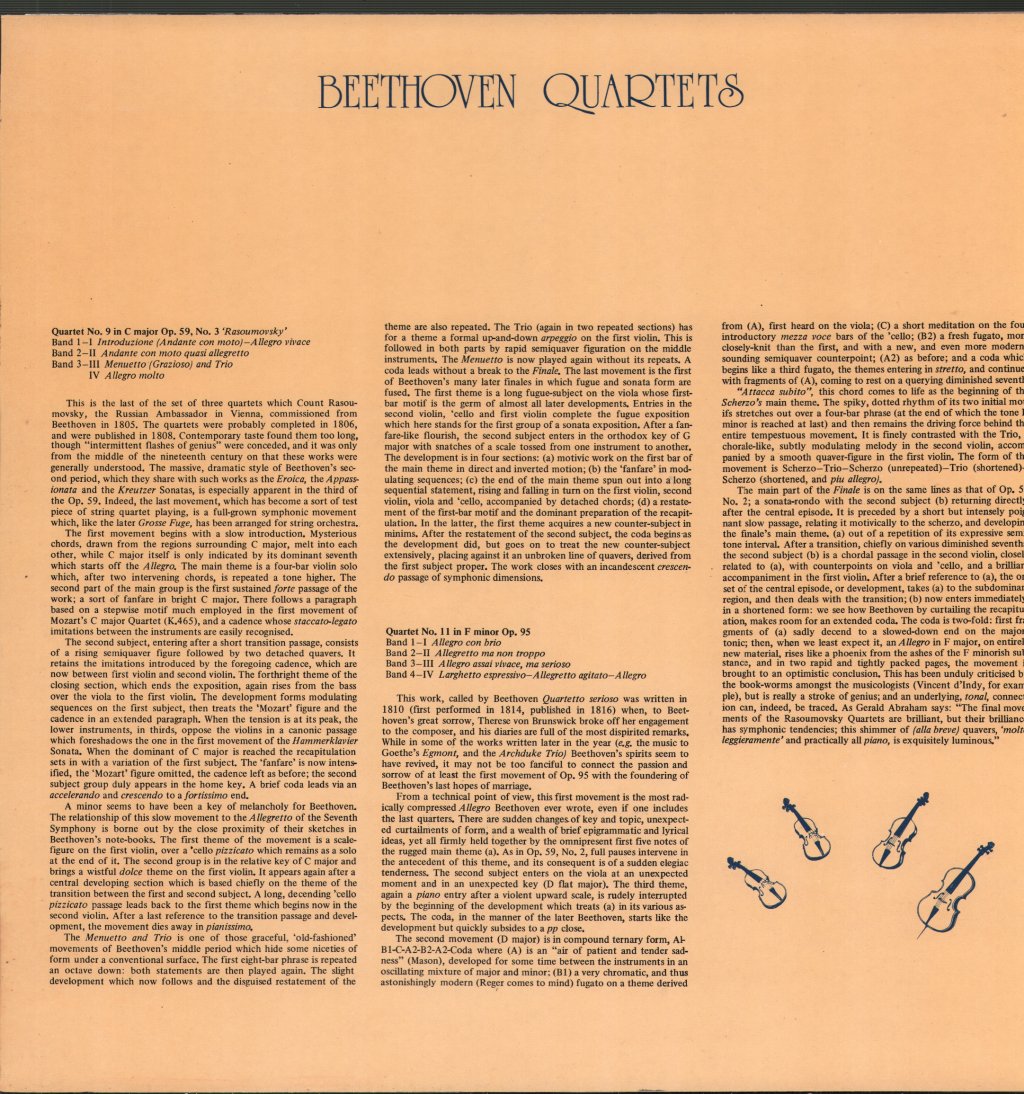 Busch Quartet - Beethoven Quartets - Double Lp