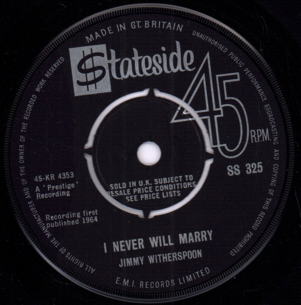 Jimmy Witherspoon - I Never Will Marry - 7 Inch