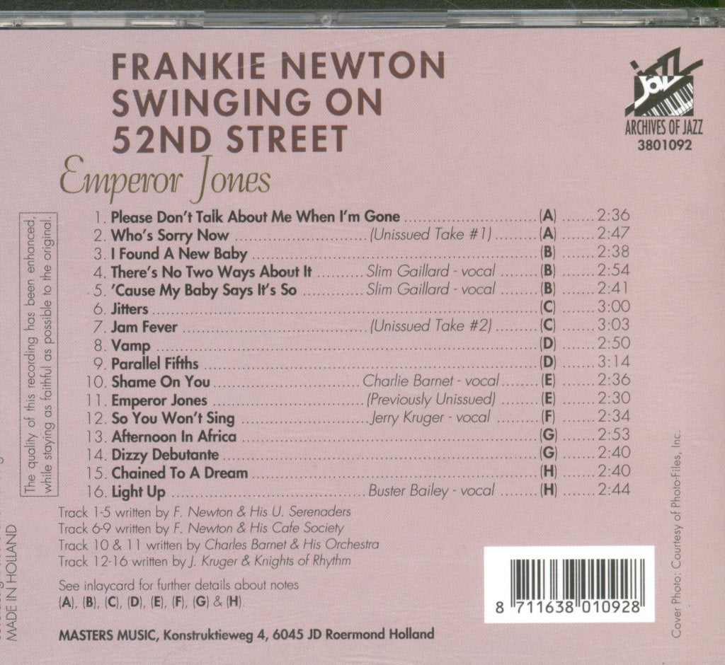 Frank Newton - Swinging On 52nd Street - Cd