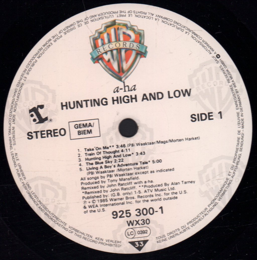 A-Ha - Hunting High And Low - Lp
