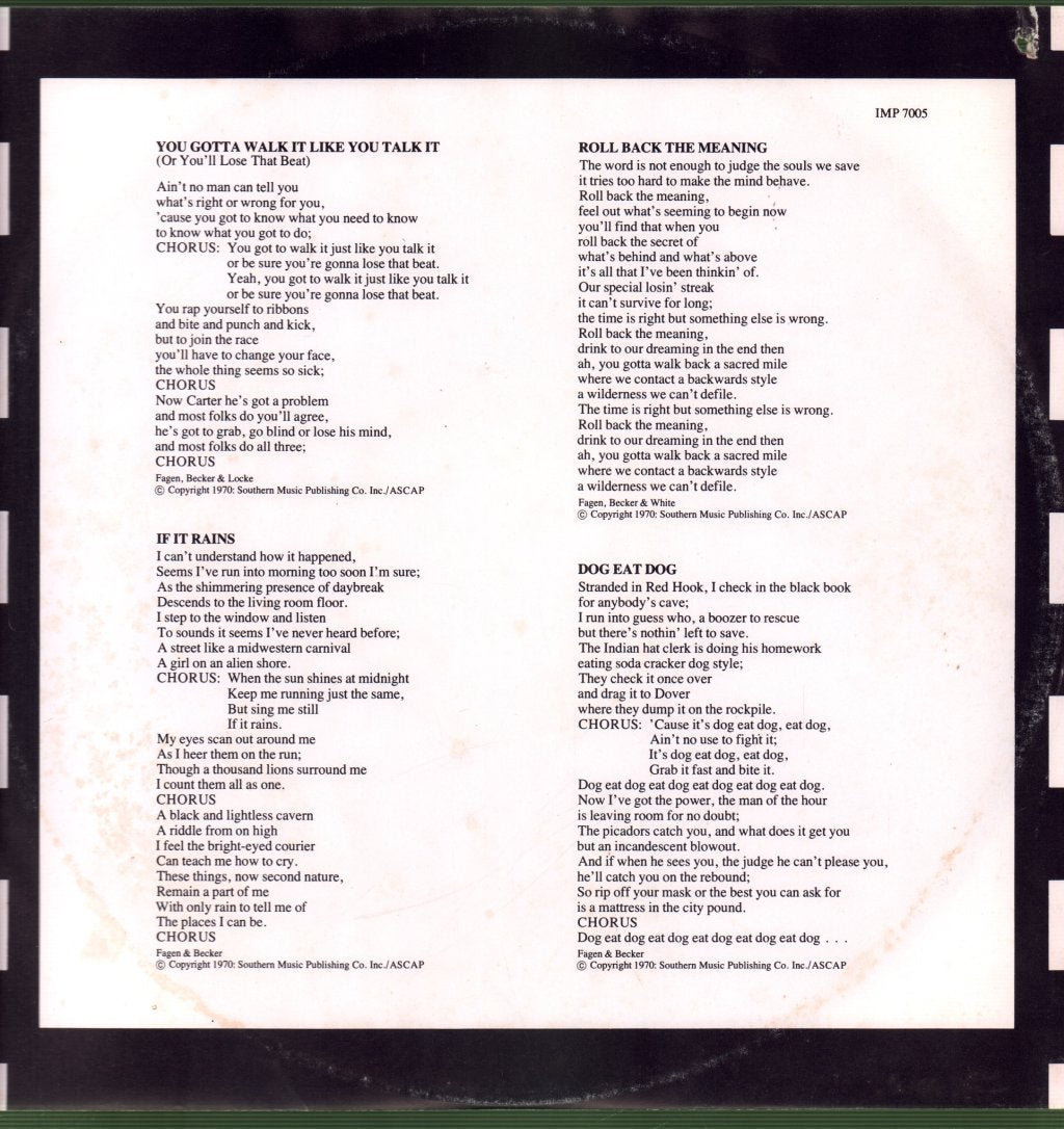 Becker/Fagen/Diaz - You Gotta Walk It Like You Talk It (Original Soundtrack) - Lp