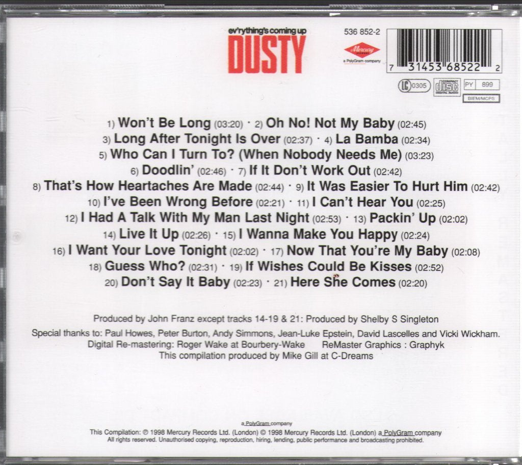 Dusty Springfield - Ev'rything's Coming Up Dusty - Cd