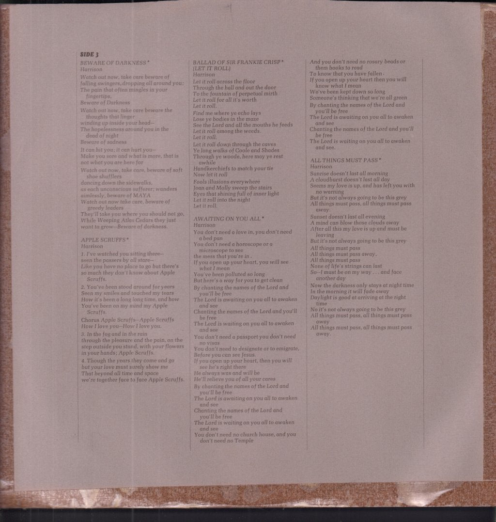 George Harrison - All Things Must Pass - Triple Lp