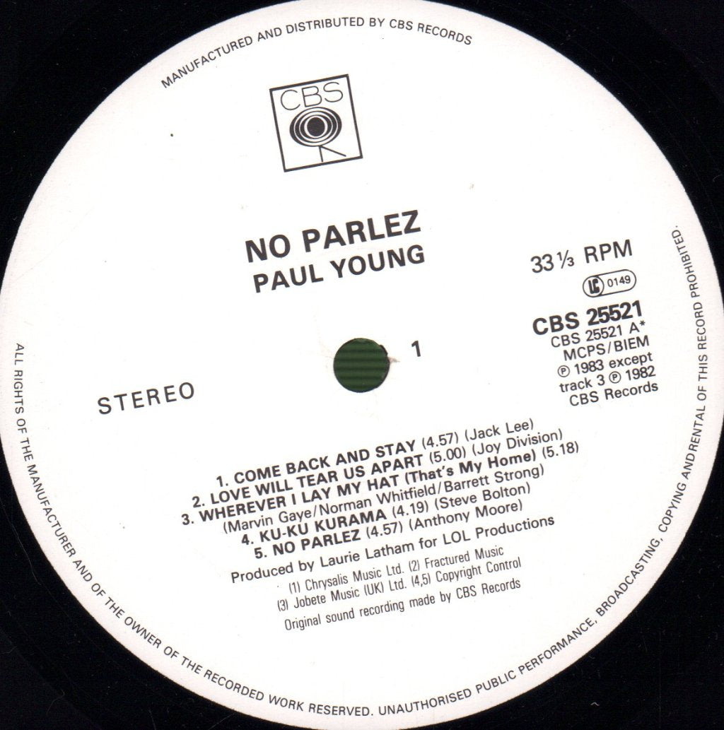 Paul Young - No Parlez - Lp