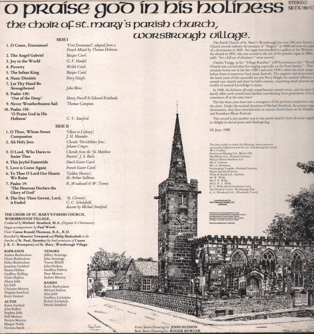 Choir of St. Mary's Parish Church, Worsbrough Village - O Praise God In His Holiness - Lp