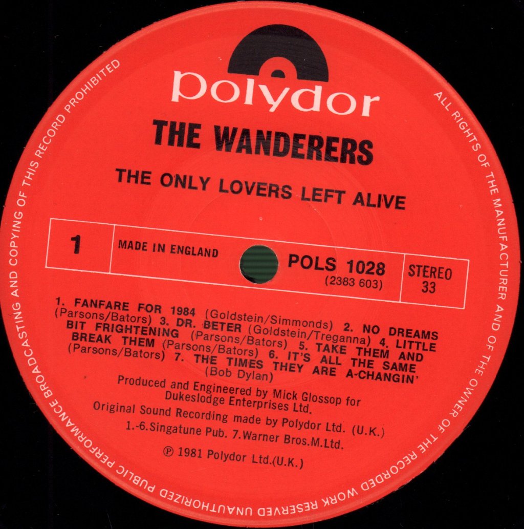 Wanderers (Punk Group) - Only Lovers Left Alive - Lp