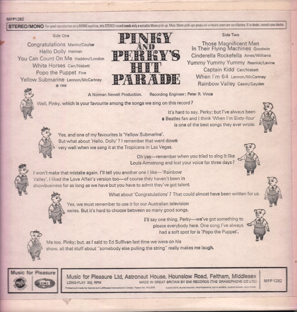 Pinky And Perky (Childrens) - Hit Parade - Lp