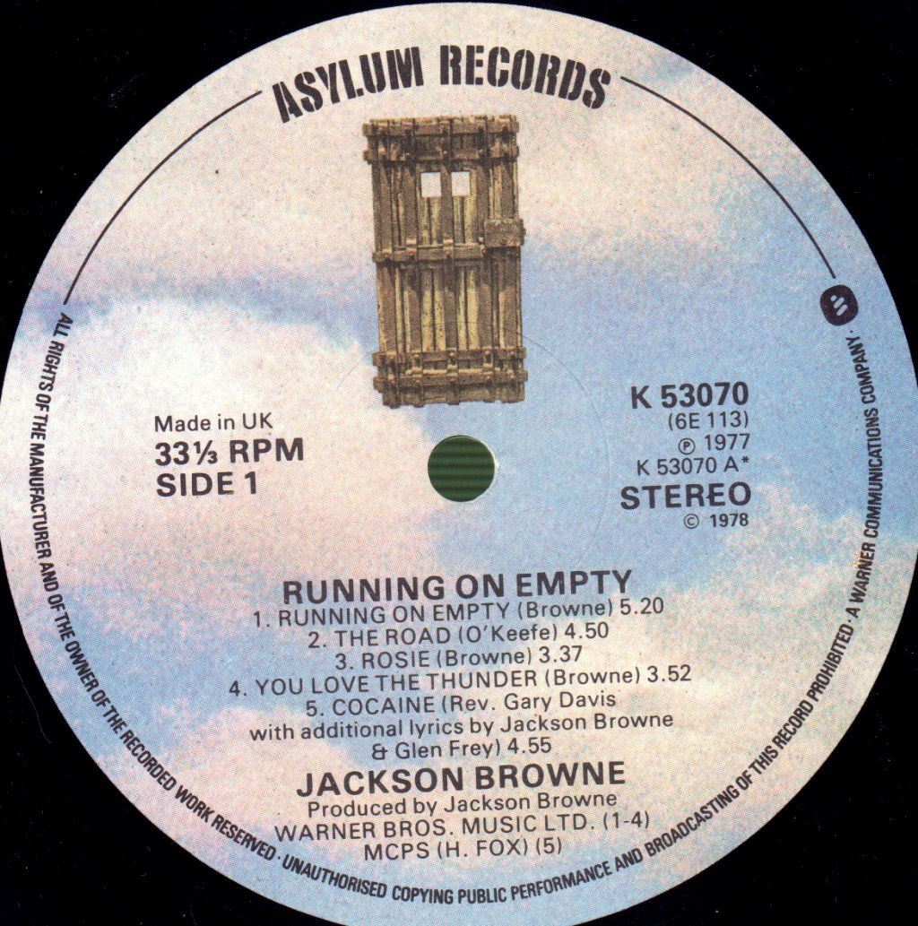 Jackson Browne - Running On Empty - Lp