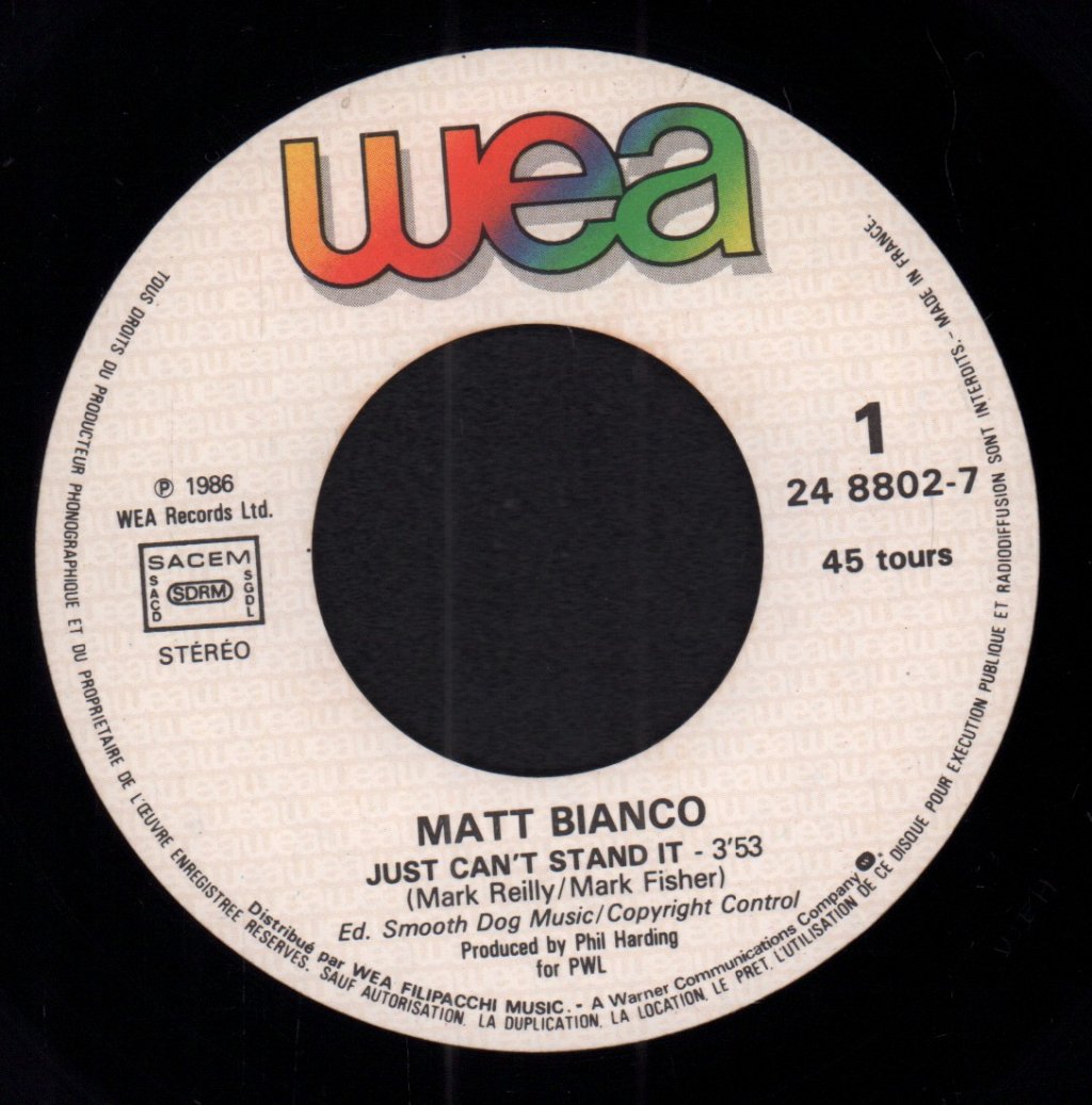 Matt Bianco - Just Can't Stand It - 7 Inch